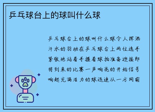 乒乓球台上的球叫什么球