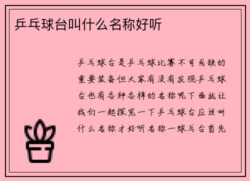 乒乓球台叫什么名称好听