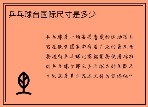 乒乓球台国际尺寸是多少