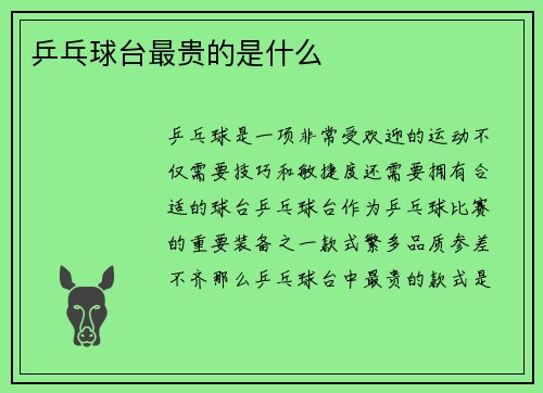 乒乓球台最贵的是什么