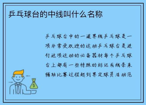 乒乓球台的中线叫什么名称